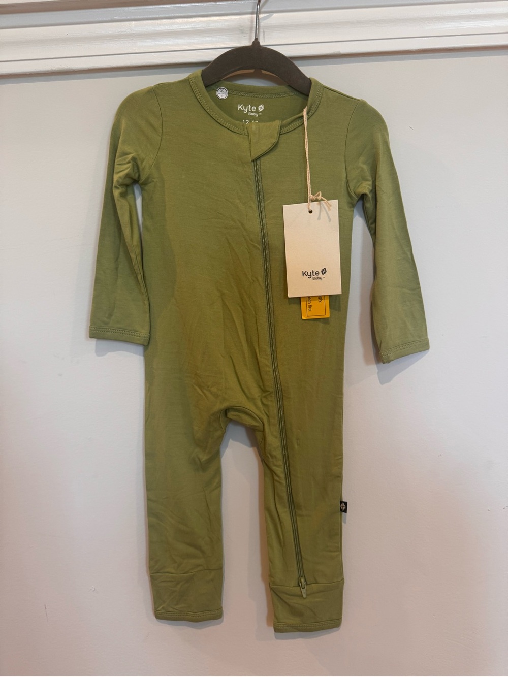 Kyte BABY Olive Green Zipper Front Baby One-Piece Footie